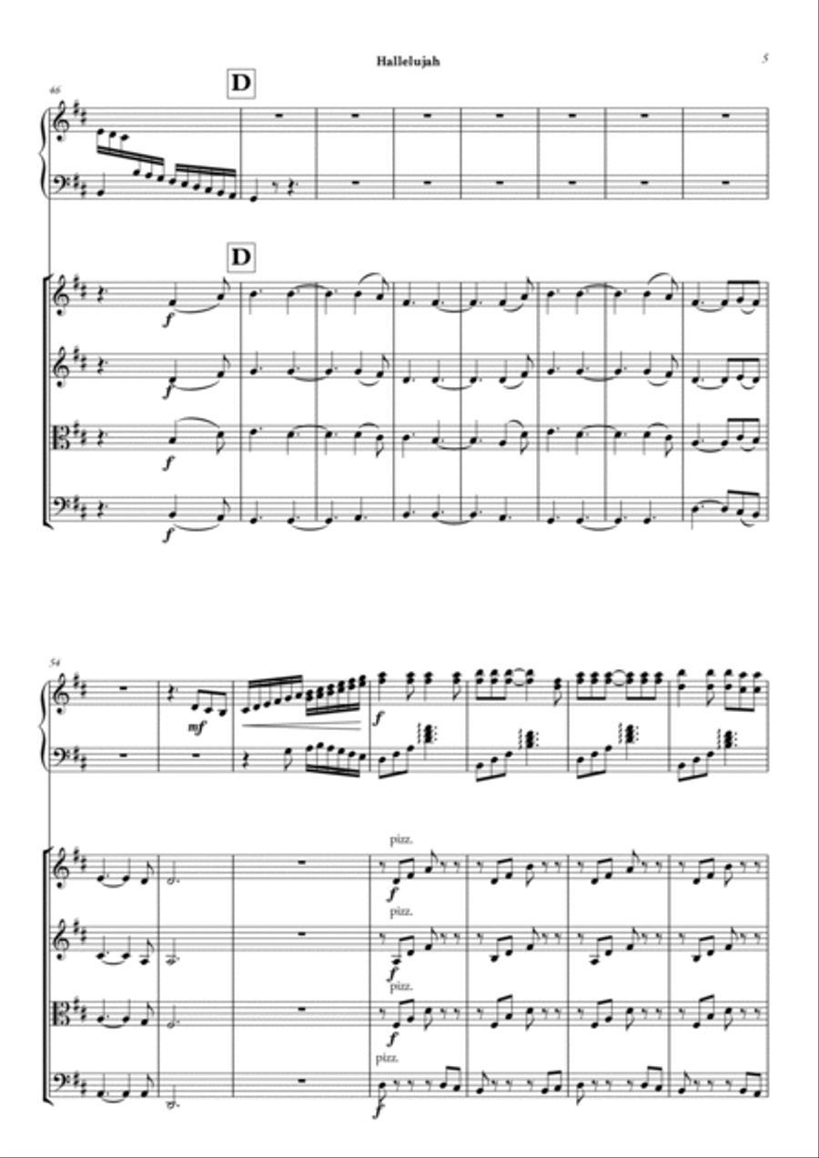 Hallelujah Piano Quintet scores gallery preview page 6