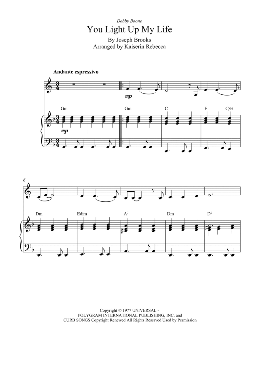 You Light Up My Life You Light Up My Life Horn scores gallery preview page 1