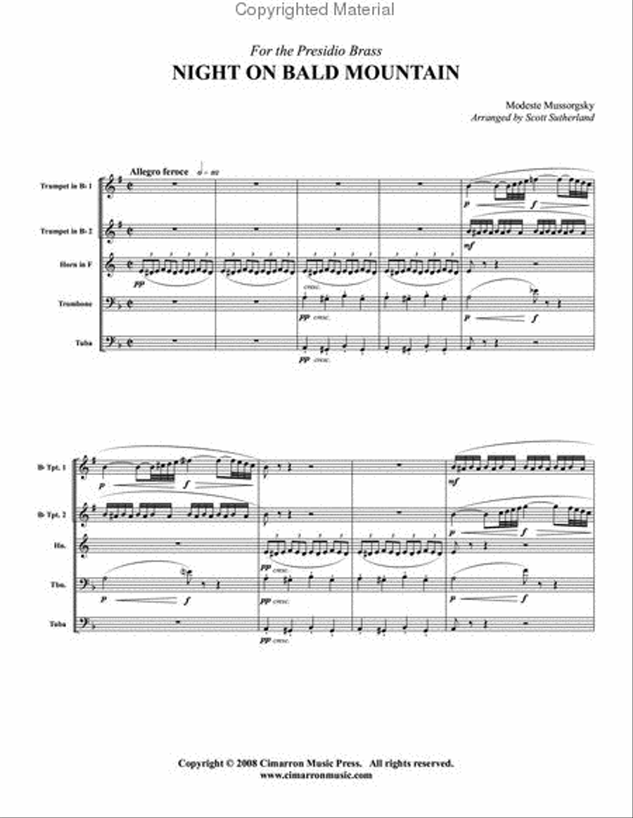 Night on Bald Mountain Brass Quintet scores gallery preview page 2