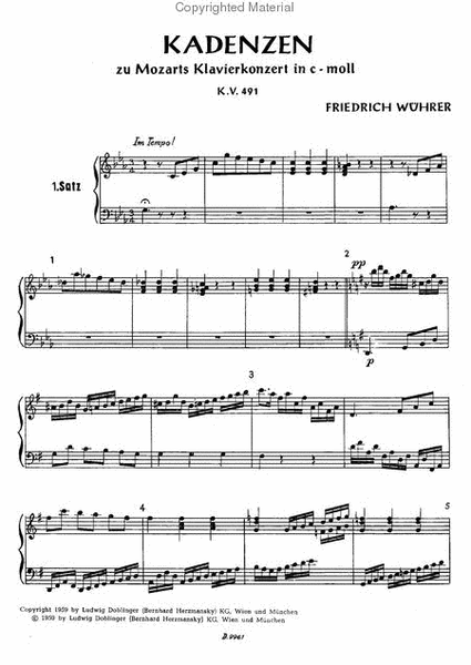 Kadenzen zu Mozarts Klavierkonzert c-moll