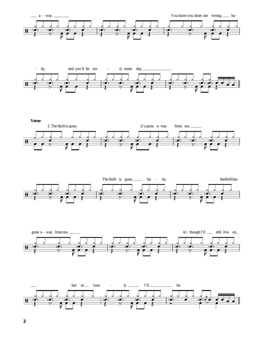 The Thrill Is Gone Drum Set scores gallery preview page 2