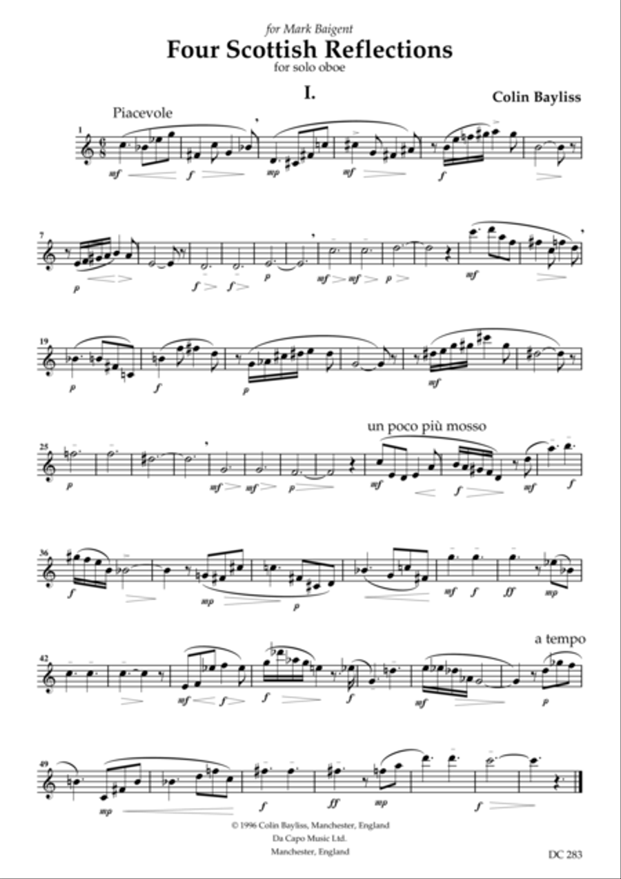 Four Scottish Reflections - for solo oboe Oboe Solo scores gallery preview page 1