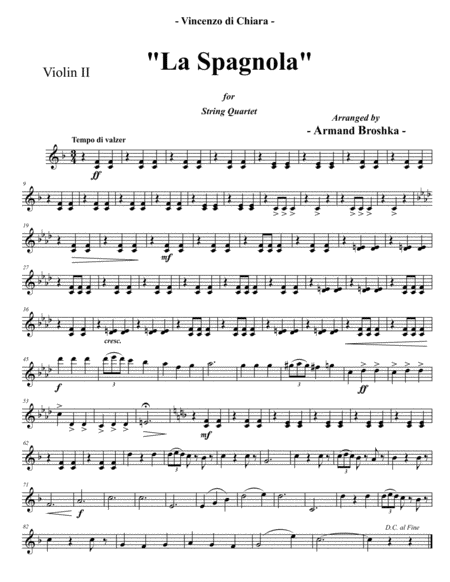 La Spagnola - Vincenzo di Chiara - Arranged for String Quartet image number null