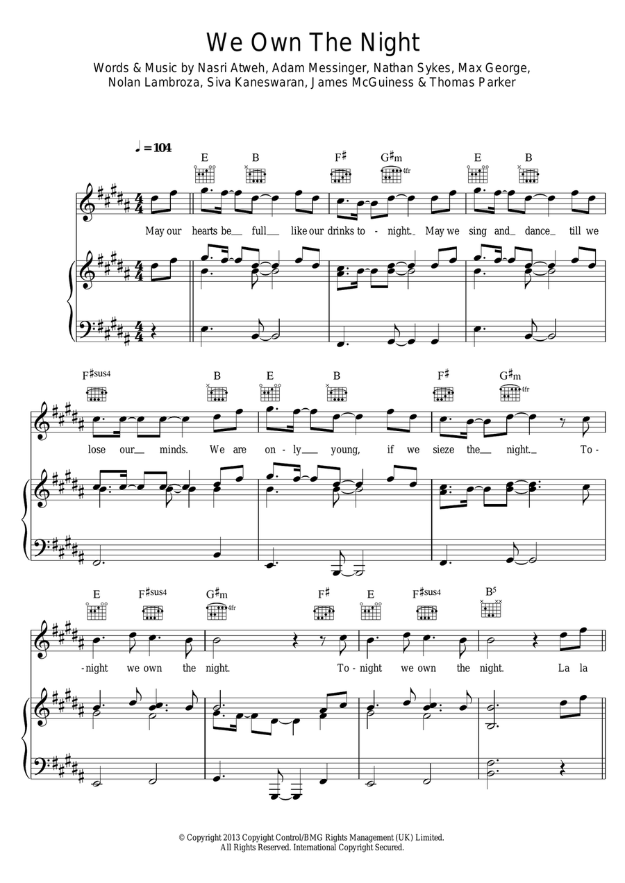 We Own The Night Acoustic Guitar scores gallery preview page 1
