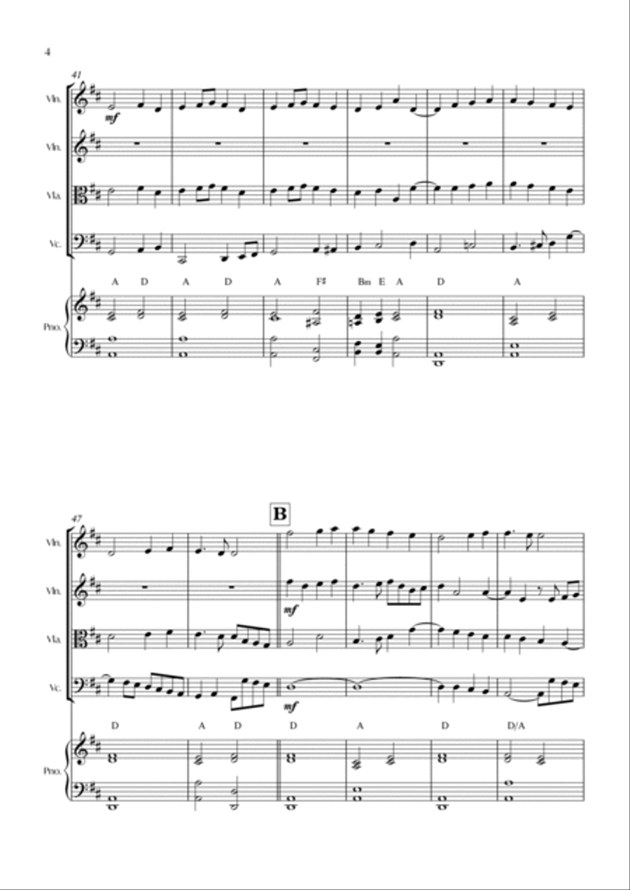 Ode To Joy (from Symphony No. 9) (String Quartet with Piano) - Score and parts image number null