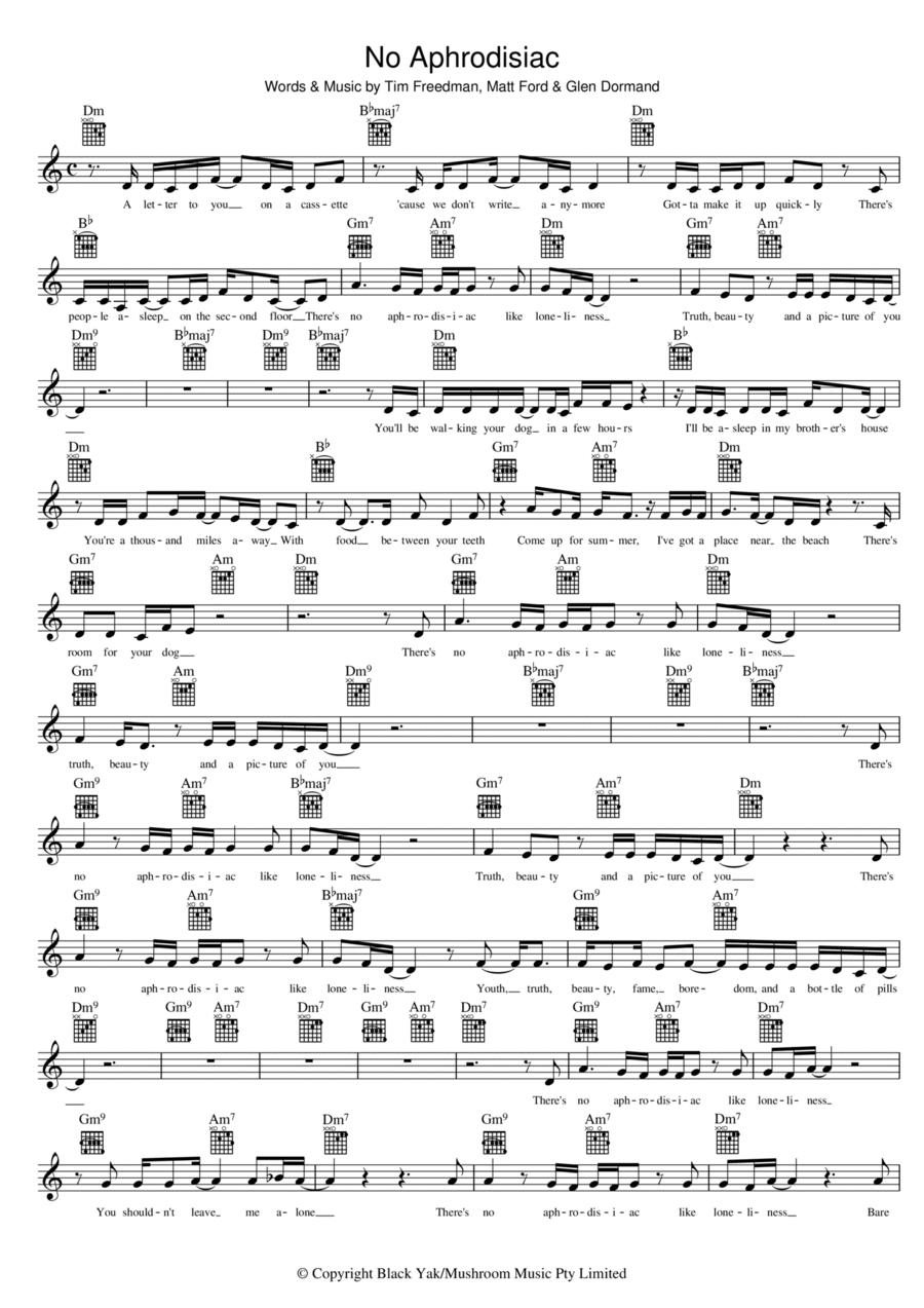 No Aphrodisiac Piano scores gallery preview page 1