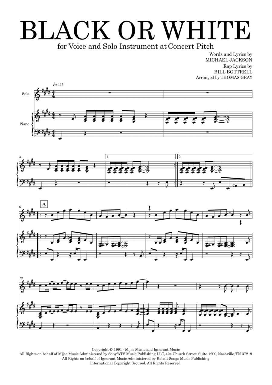 Black Or White (rap Version) Large Ensemble scores gallery preview page 1