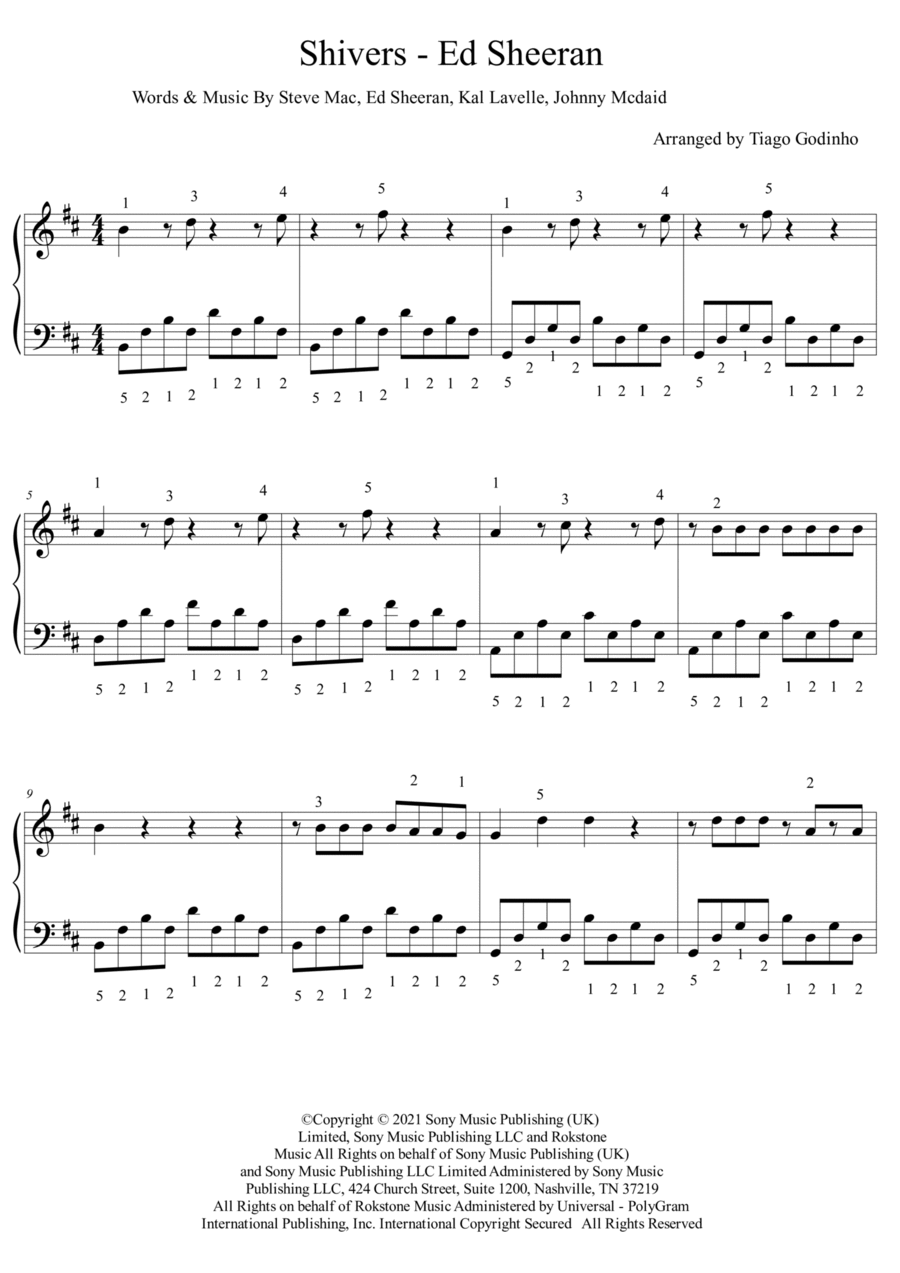 Shivers Piano Solo scores gallery preview page 1