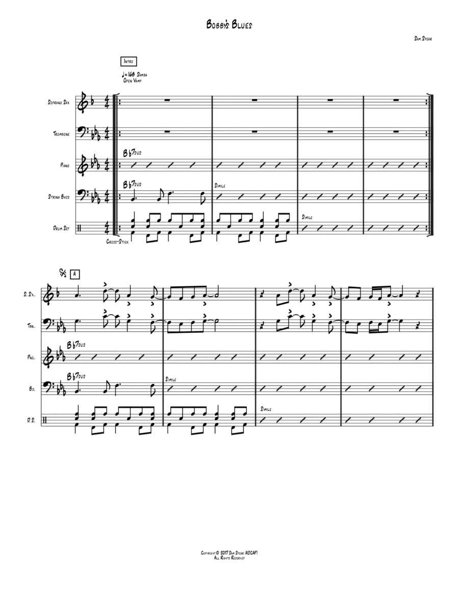Bobby's Blues Small Ensemble scores gallery preview page 1