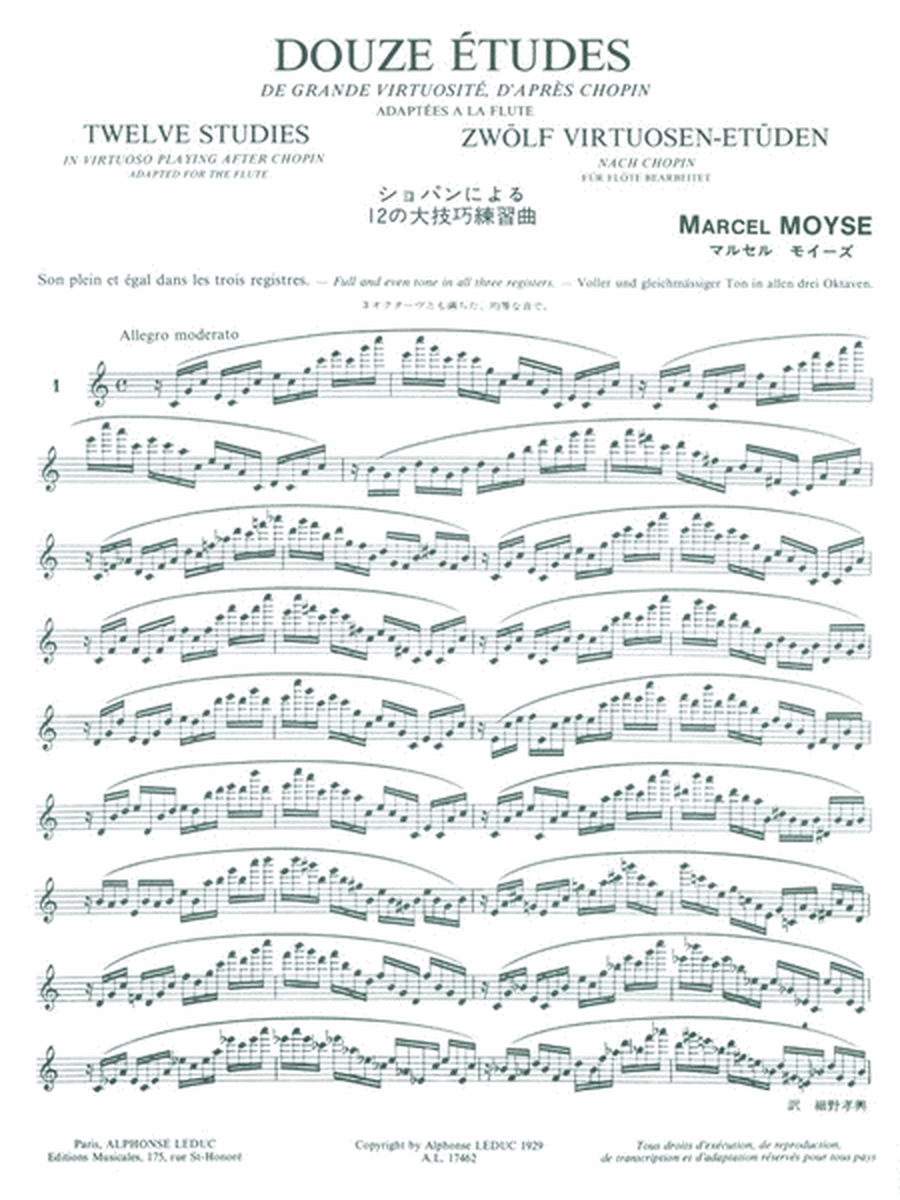 Douze Etudes de Grande Virtuosite D'apres Chopin