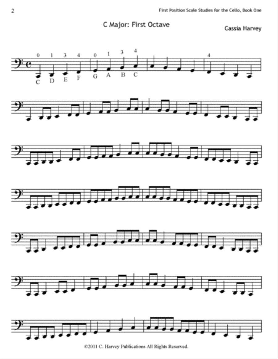 First Position Scale Studies for the Cello, Book One Cello scores gallery preview page 2