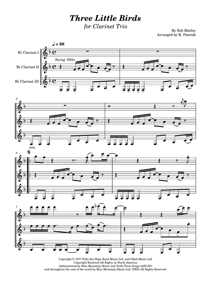 Three Little Birds Three Little Birds Woodwind Trio scores gallery preview page 3