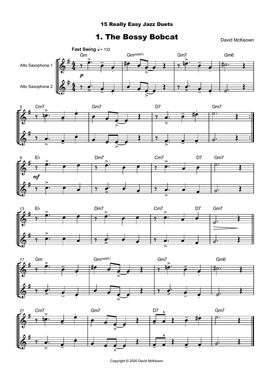 15 Really Easy Jazz Duets for Alto Saxophone Duet Woodwind Duet scores gallery preview page 2