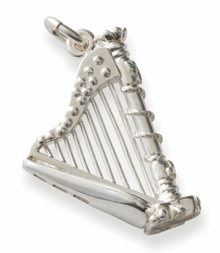 Silver pendant : harp