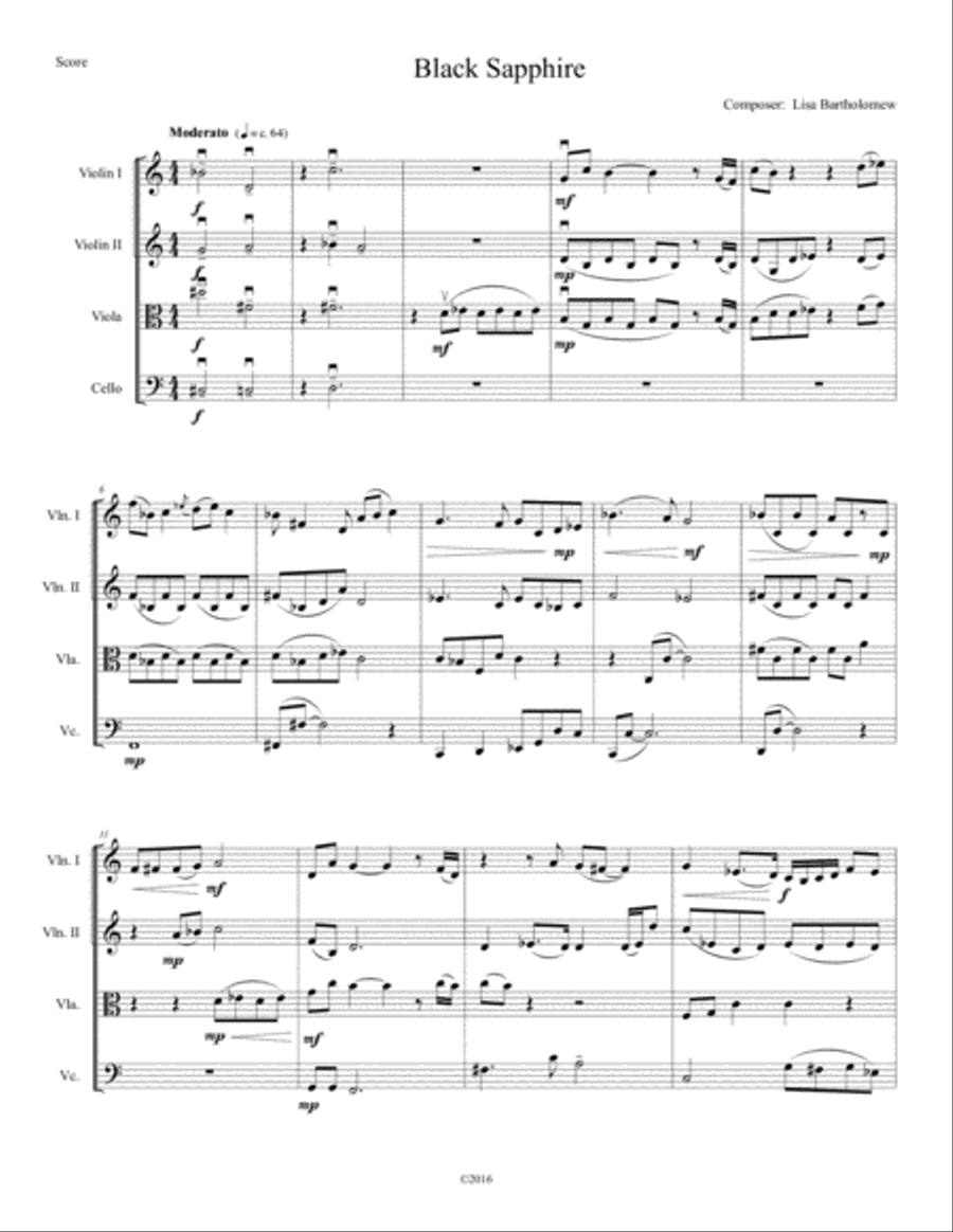 Black Sapphire String Quartet scores gallery preview page 1