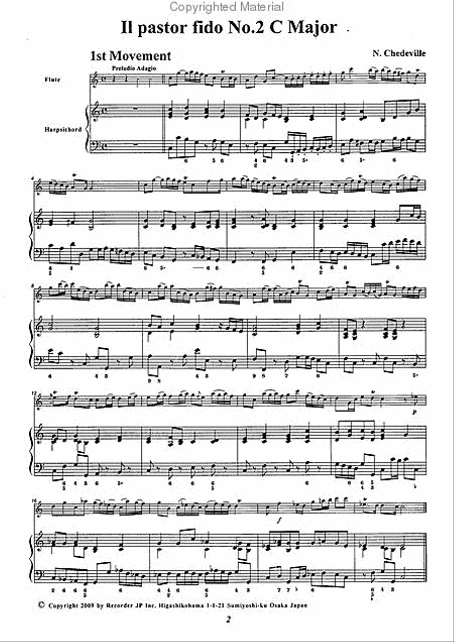 Il pastor fido No. 2 in C Major Flute scores gallery preview page 3