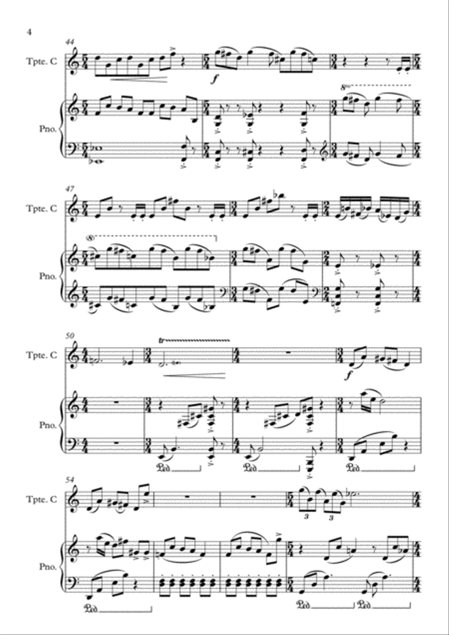 SONATINA For Trumpet and Piano by Danilo Lamas Trumpet Solo scores gallery preview page 4