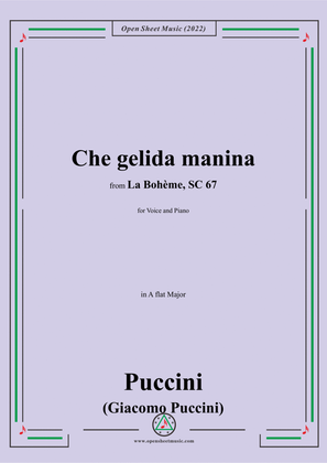 Book cover for Puccini-Che gelida manina,in A flat Major,from 'La Bohème,SC 67',for Voice and Piano