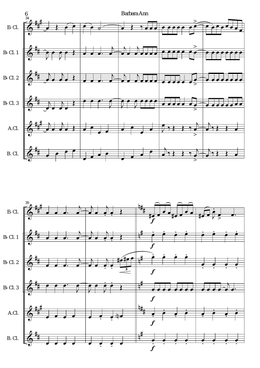 Barbara Ann Barbara Ann Woodwind Ensemble scores gallery preview page 6