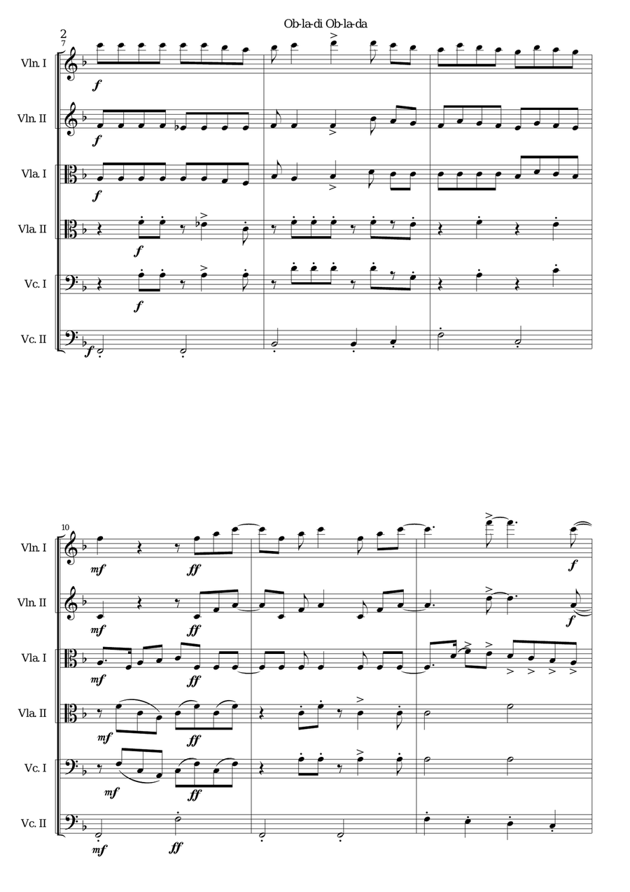 Ob-La-Di, Ob-La-Da String Trio scores gallery preview page 2