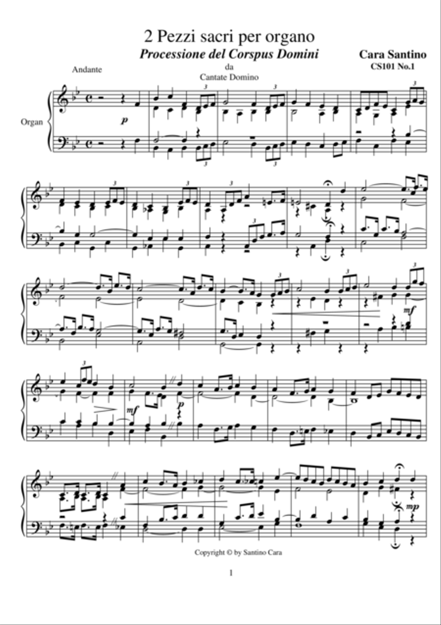 2 Sacred Pieces for Organ - CS101 Organ Solo scores gallery preview page 1