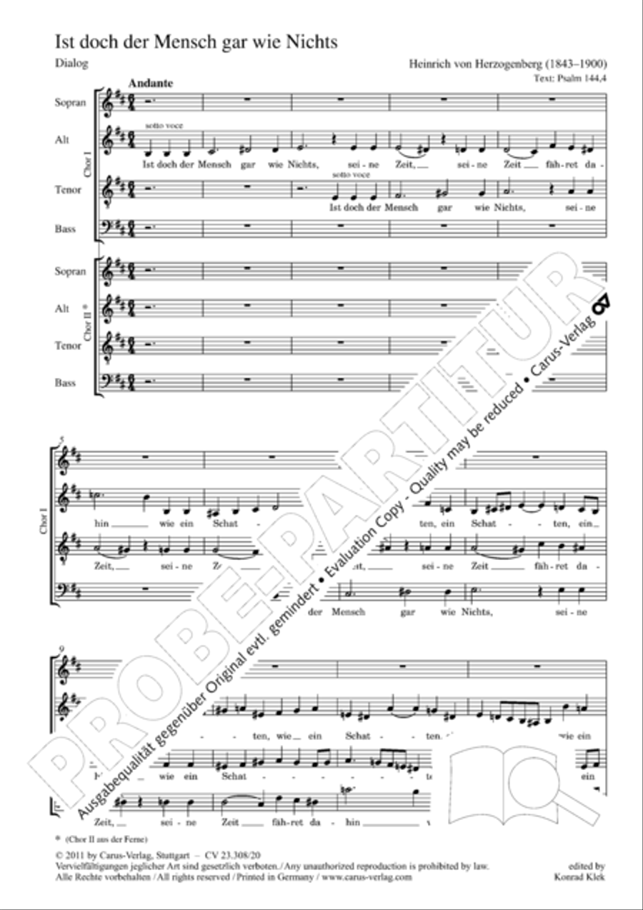 Ist doch der Mensch gar wie Nichts 4-Part scores gallery preview page 3