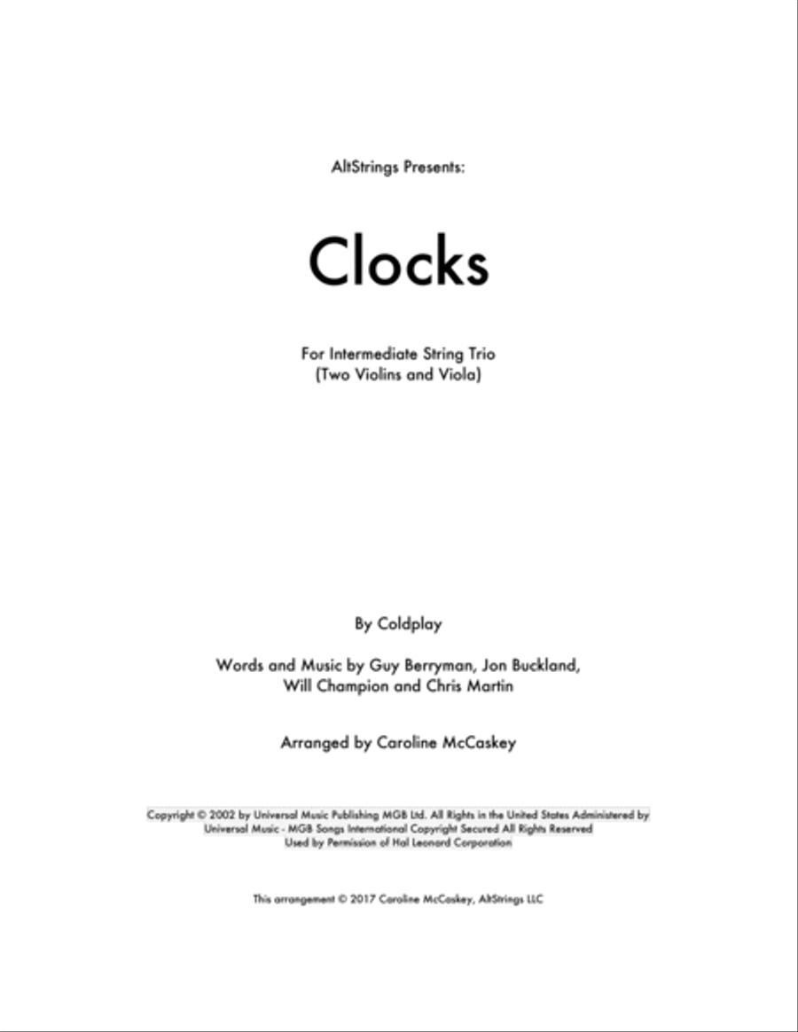 Clocks String Trio scores gallery preview page 1