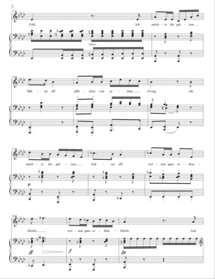 SCHUBERT: Die böse Farbe, D. 795 no. 17 (transposed to A-flat major) Voice scores gallery preview page 3