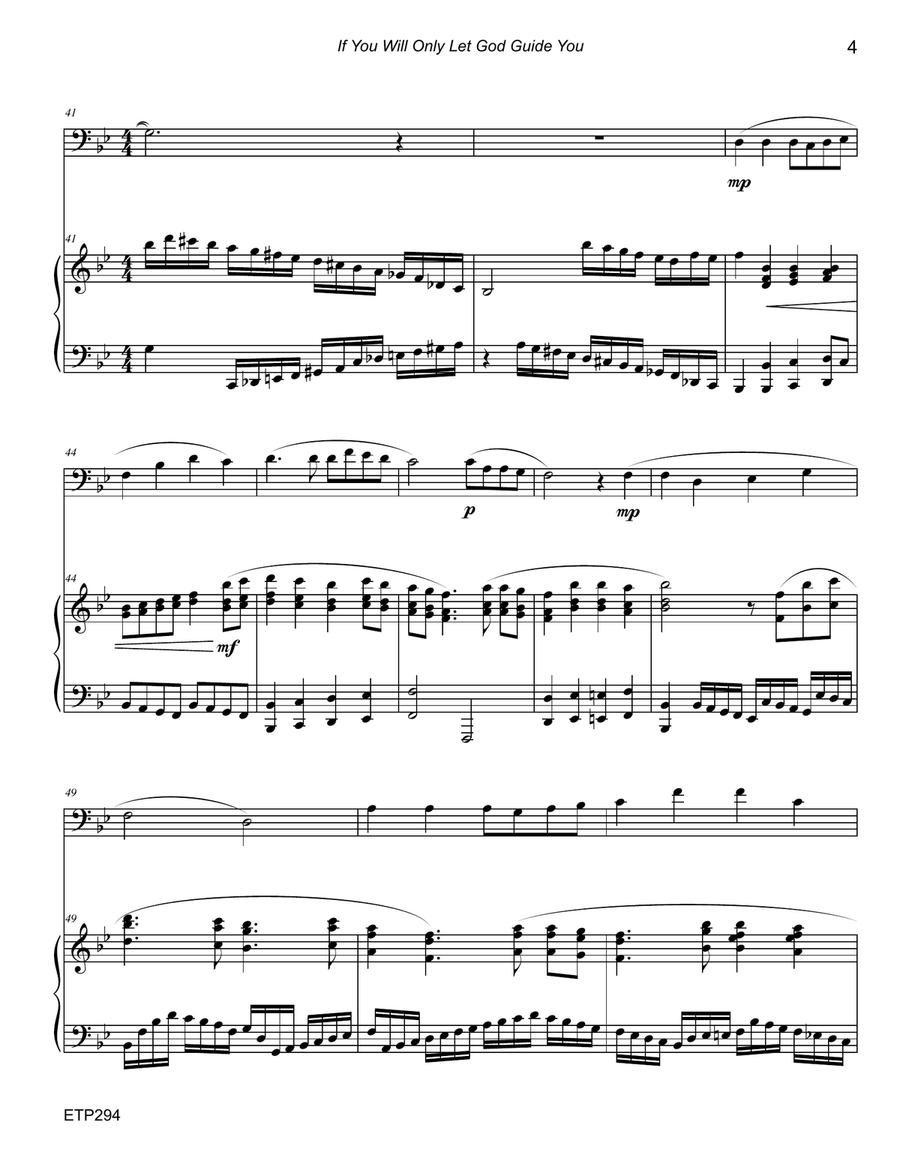 IF YOU WILL ONLY LET GOD GUIDE YOU - Euphonium Solo with advanced Piano Accompaniment Small Ensemble scores gallery preview page 4