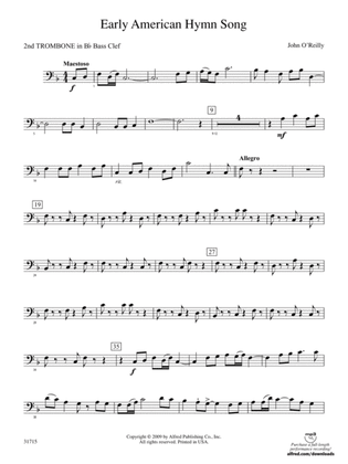 Early American Hymn Song: (wp) 2nd B-flat Trombone B.C.