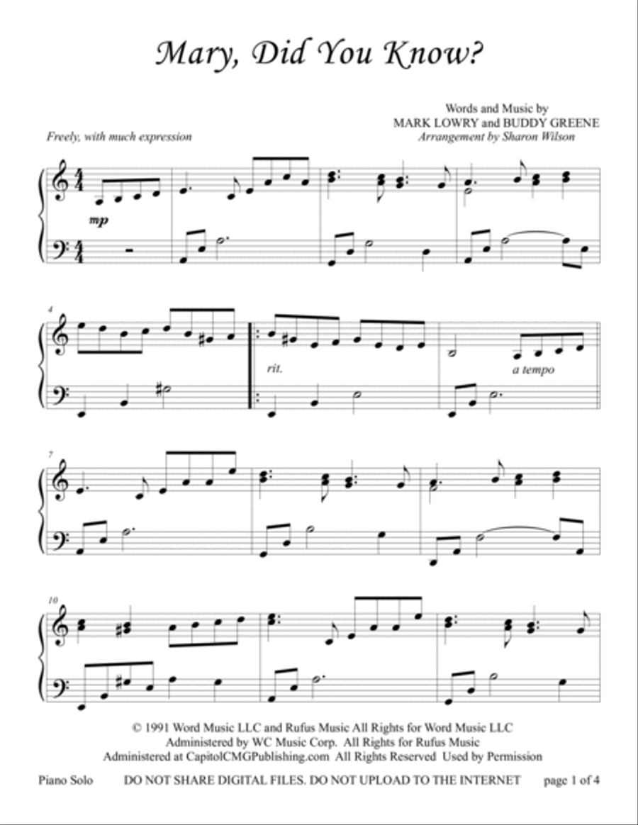 Mary, Did You Know? Mary, Did You Know? Piano Solo scores gallery preview page 3