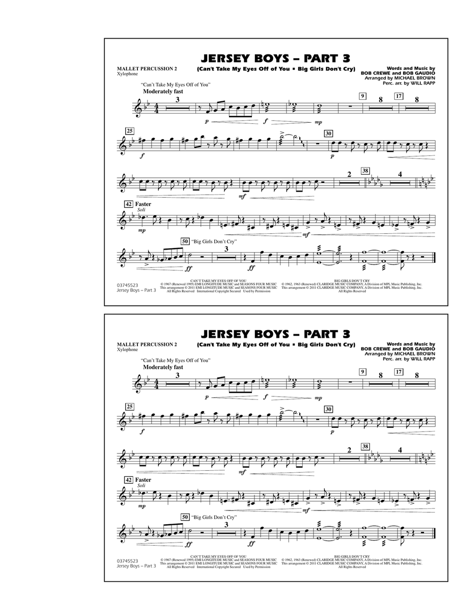 Jersey Boys: Part 3 - Mallet Percussion 2 Marching Band scores gallery preview page 1