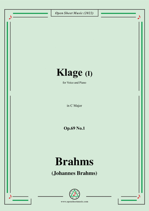 Book cover for Brahms-Klage I,Op.69 No.1 in C Major