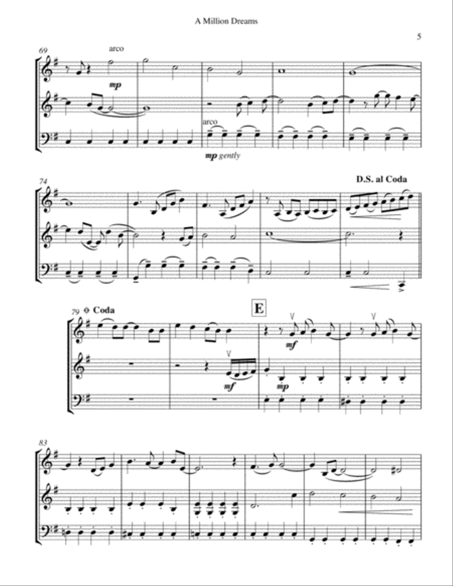 A Million Dreams String Trio scores gallery preview page 6