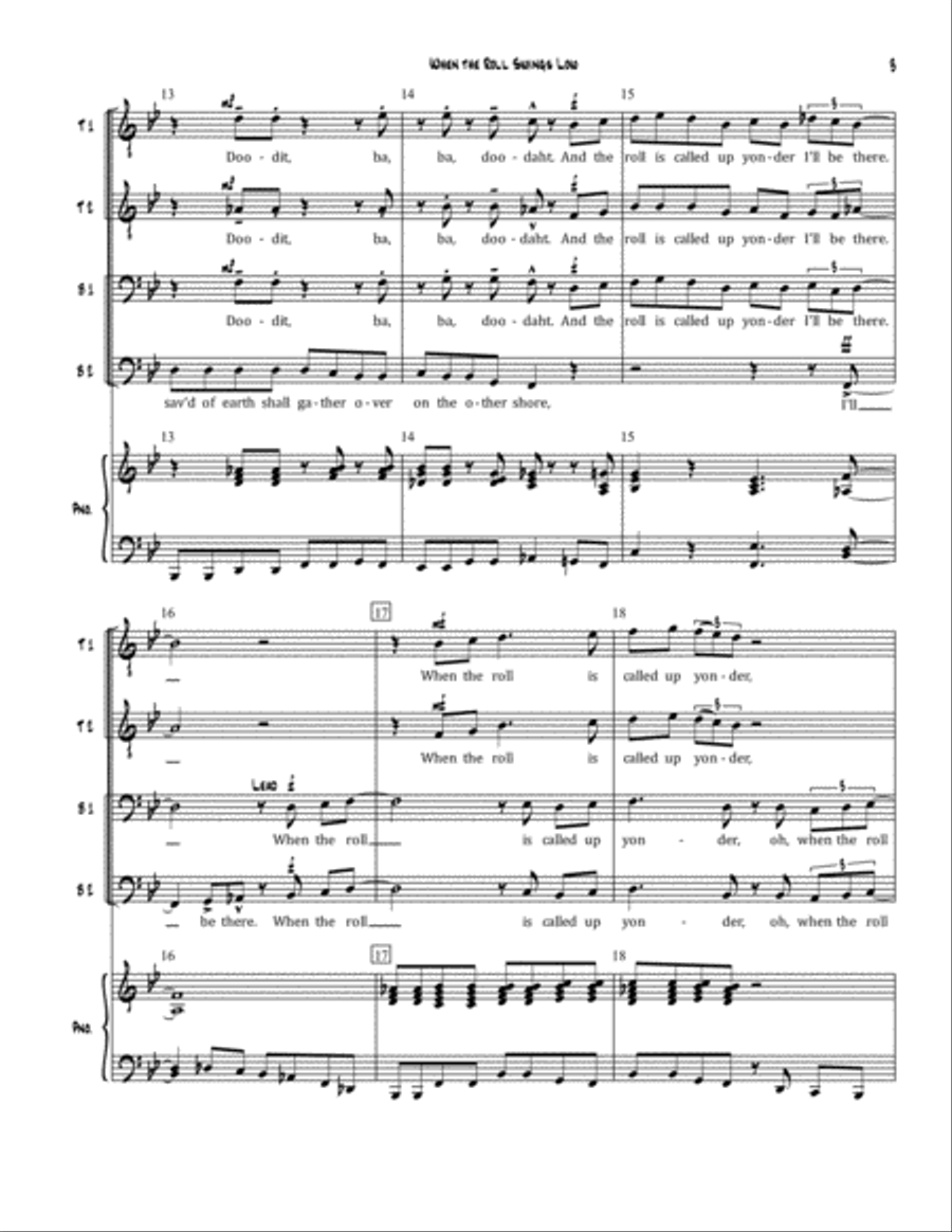 When the Roll Swings Low for Men's Quartet and Piano TTBB scores gallery preview page 3