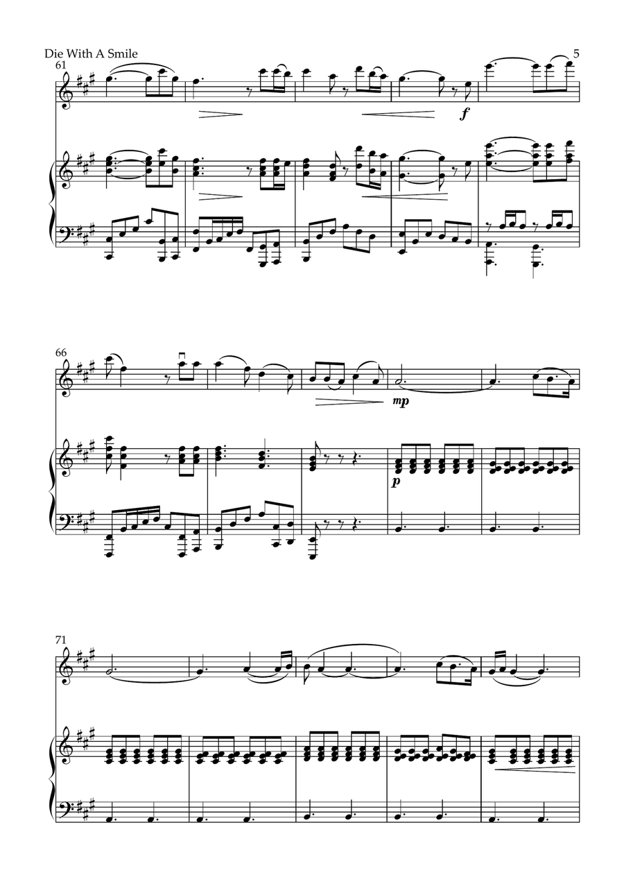 Die With A Smile Violin Solo scores gallery preview page 5