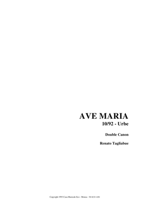 Book cover for AVE MARIA - Tagliabue - 10/1992 - Urbe - Double Canon