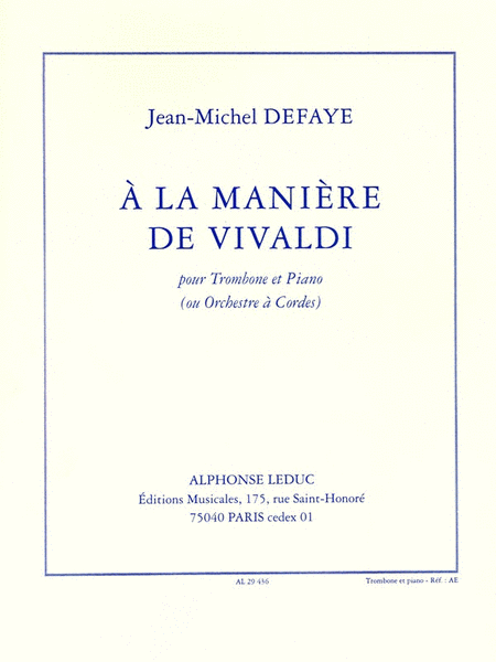 A La Maniere De Vivaldi (trombone & Piano)