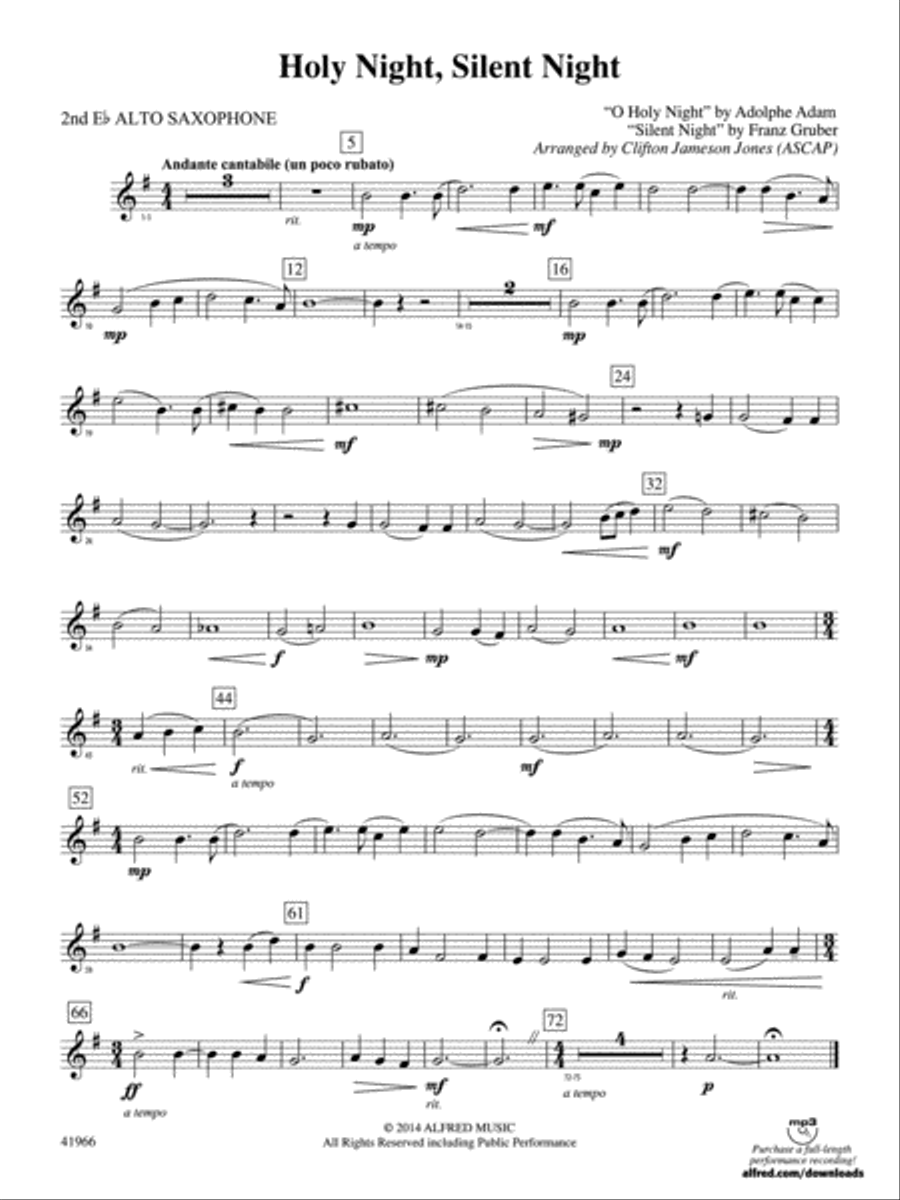 Book cover for Holy Night, Silent Night: 2nd E-flat Alto Saxophone