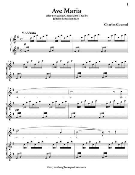 GOUNOD: Ave Maria (transposed to G major)