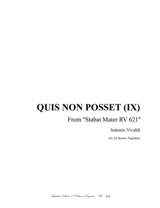 Book cover for QUIS NON POSSET (IX) - (From Stabat Mater- RV 621) - For Alto,and Organ 3 staff