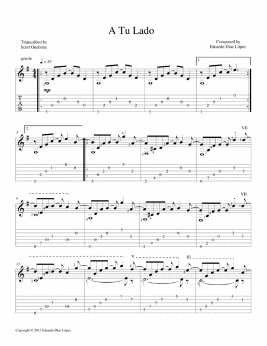 A Tu Lado Guitar Solo scores gallery preview page 2