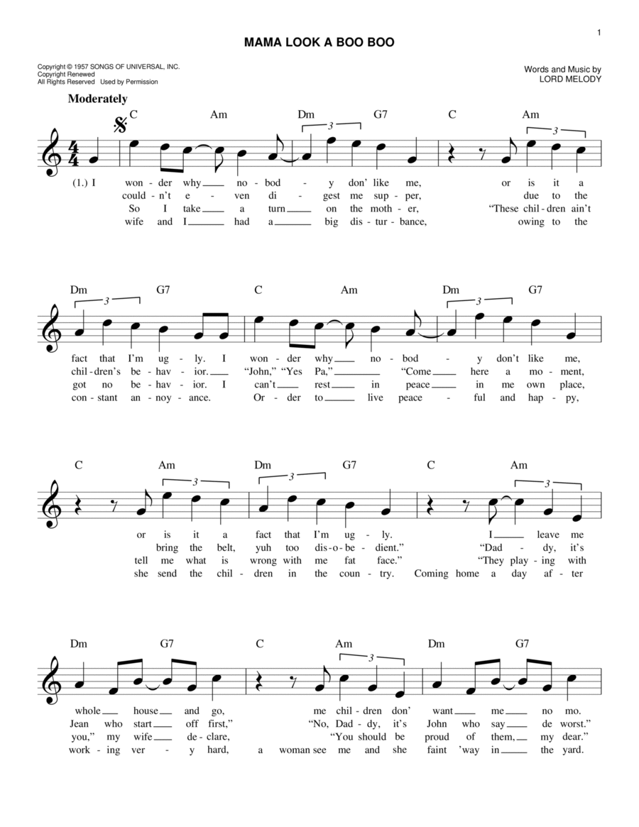 Mama Look A Boo Boo Mama Look A Boo Boo Piano scores gallery preview page 1