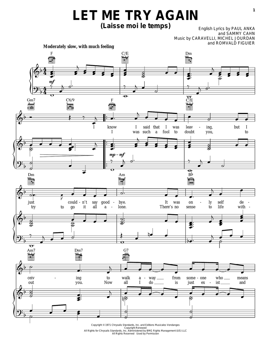 Let Me Try Again (Laisse Moi Le Temps) Guitar scores gallery preview page 1