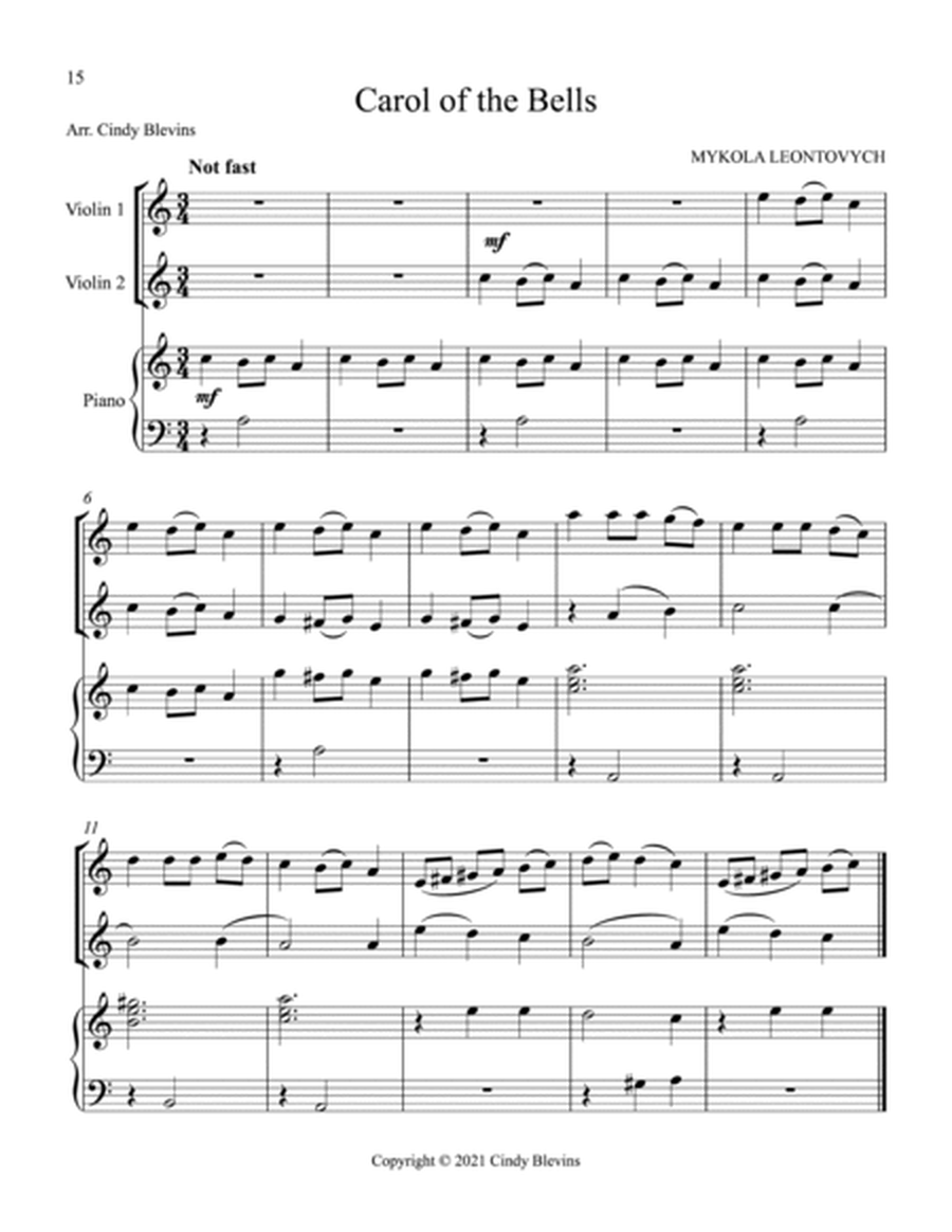 Two Violins and Piano for Christmas, Vol. I (12 arrangements) image number null