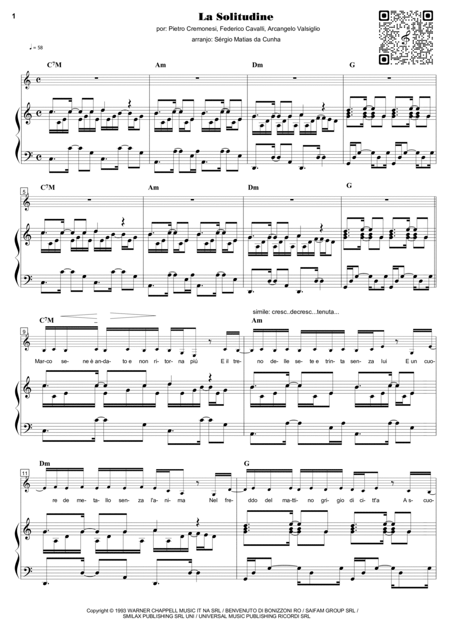 La Solitudine Voice scores gallery preview page 1