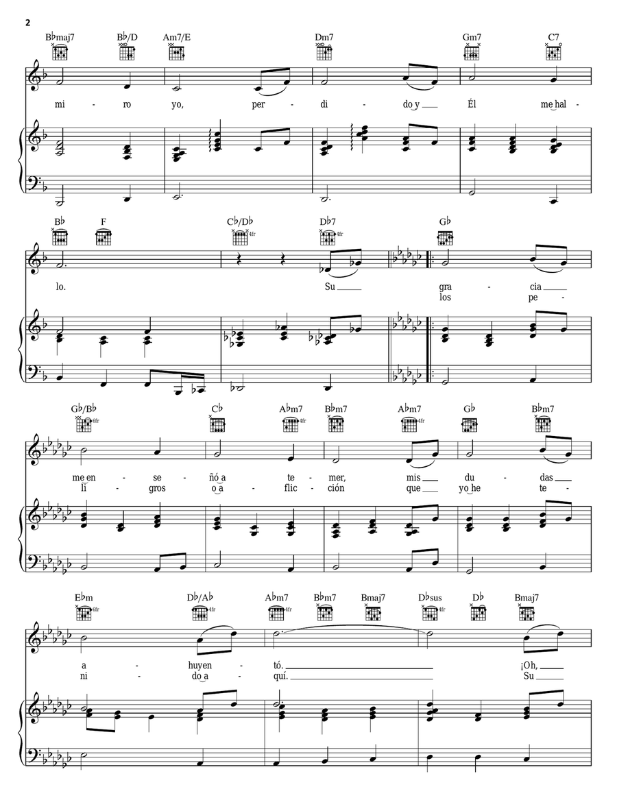 Sublime Gracia (Amazing Grace) Piano, Vocal, Guitar scores gallery preview page 2