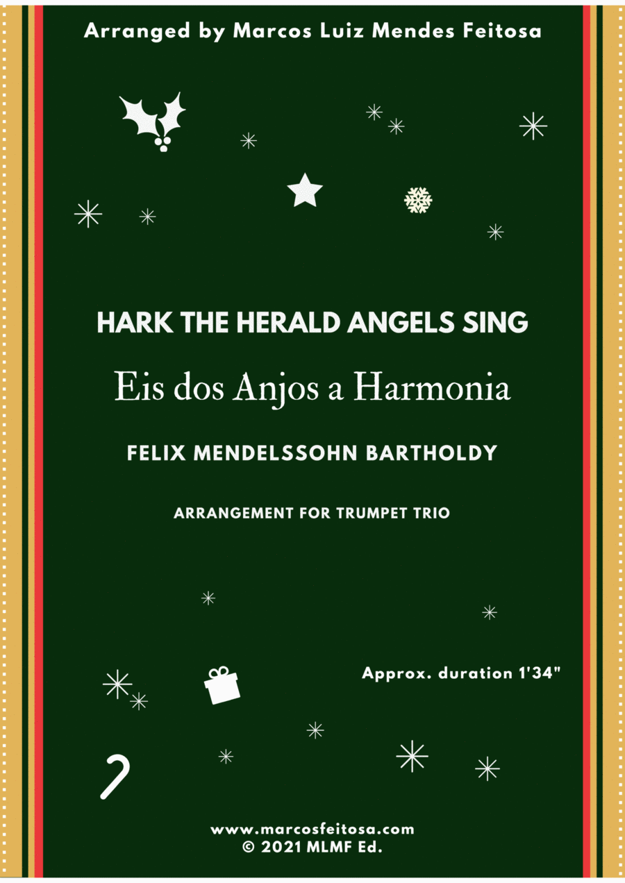 Hark The Herald Angels Sing (Eis dos Anjos a Harmonia) - Trumpet Trio Trumpet Trio scores gallery preview page 1