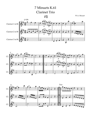 7 Minuets, K.61 for Three Clarinets