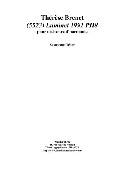 Thérèse Brenet: (5523) Luminet 1991 PH8 for concert band, tenor saxophone part